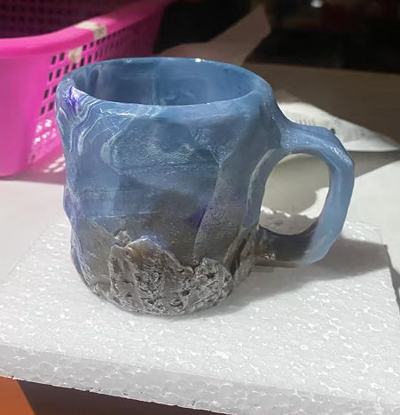 400 ml Kaffeetasse aus Mineralkristallharz mit Griffen, elegante Tasse aus künstlichem Mineralkristall für den Arbeitsplatz, Heimdekoration, Weihnachtsgeschenk, Küchenhelfer