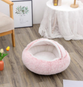 2 in 1 Honden- en kattenbed Huisdier Winterbed Rond Pluche Warm Bed Huis Zacht Lang Pluche Huisdierenbed Huisdierproducten