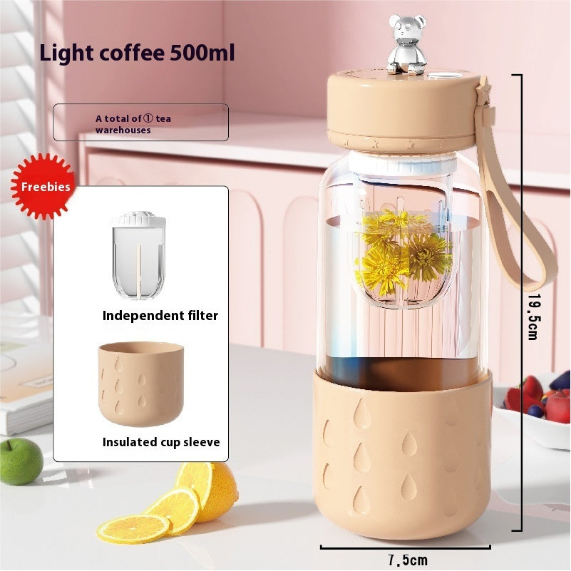 Thee Water Scheiding Magnetische Glazen Waterbeker Afgesloten Zonder Lekkage Glazen Thee Waterbeker Infuser Tumbler Drinkware Waterfles Met Theefilter