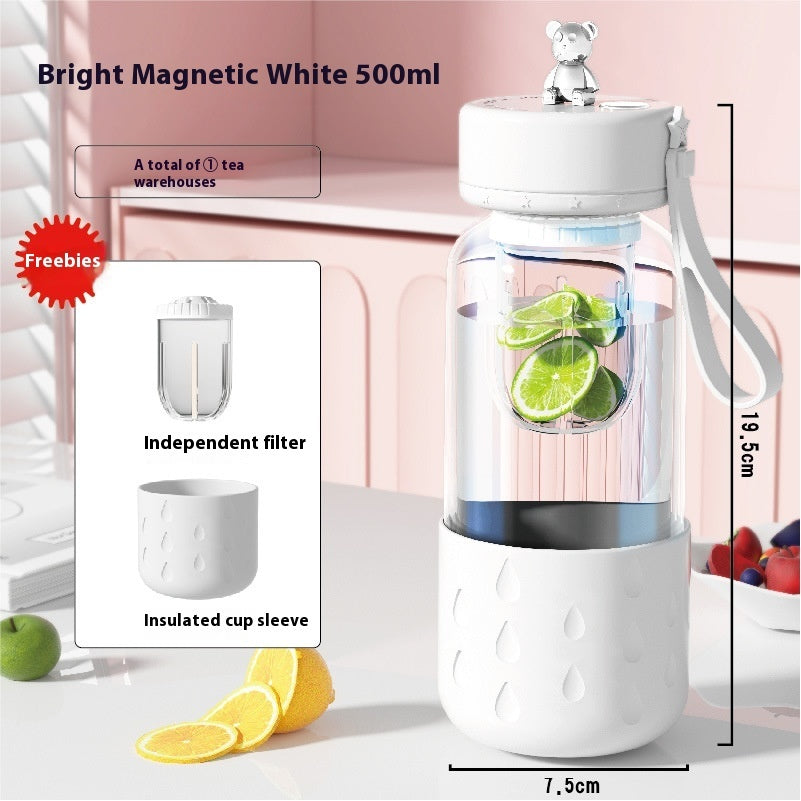 Thee Water Scheiding Magnetische Glazen Waterbeker Afgesloten Zonder Lekkage Glazen Thee Waterbeker Infuser Tumbler Drinkware Waterfles Met Theefilter