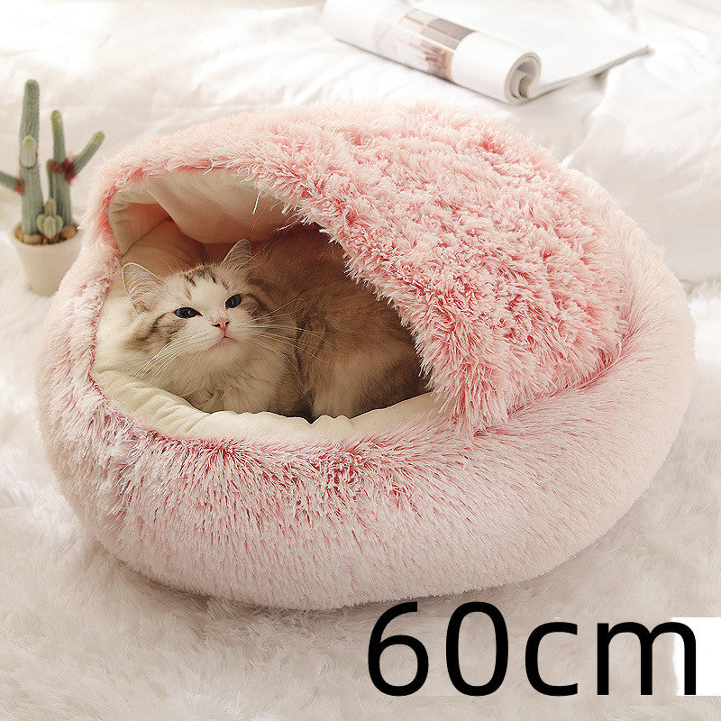 2 in 1 Honden- en kattenbed Huisdier Winterbed Rond Pluche Warm Bed Huis Zacht Lang Pluche Huisdierenbed Huisdierproducten