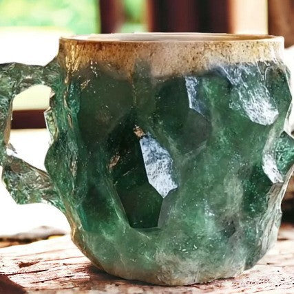 400 ml Kaffeetasse aus Mineralkristallharz mit Griffen, elegante Tasse aus künstlichem Mineralkristall für den Arbeitsplatz, Heimdekoration, Weihnachtsgeschenk, Küchenhelfer