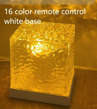 LED Water Ripple Ambient Night Light USB Rotating Projection Crystal Table Lamp RGB Dimmable Home Decoration 16 Color Gifts