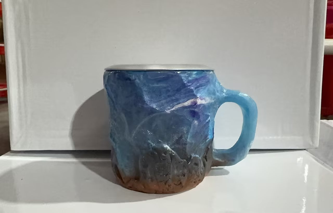 400 ml Kaffeetasse aus Mineralkristallharz mit Griffen, elegante Tasse aus künstlichem Mineralkristall für den Arbeitsplatz, Heimdekoration, Weihnachtsgeschenk, Küchenhelfer