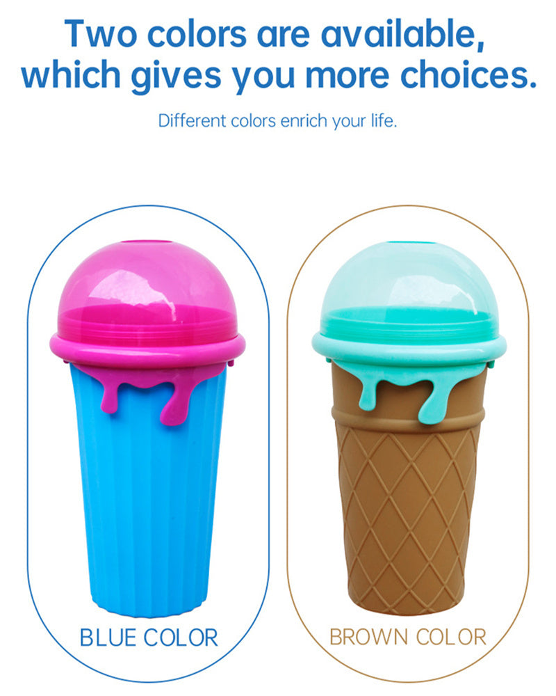 500ml Large Capacity Slushy Cup Summer Squeeze Homemade Juice Water Bottle Quick-Frozen Smoothie Sand Cup Pinch Fast Cooling Magic Ice Cream Slushy