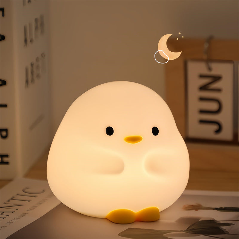 Schattige Eend LED Nachtlamp Cartoon Siliconen USB Oplaadbaar Slaaplicht Aanraaksensor Timing Slaapkamer Bedlamp Voor Kind Cadeau Woondecoratie