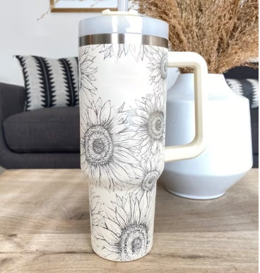 40 Oz Tumbler met handvat, rietje, geïsoleerd, roestvrij staal, morsbestendig, vacuüm koffiebeker Tumbler met deksel, taps toelopende mok, cadeaus voor Valentijnsliefhebbers, geschikt voor in de auto, sportschool, kantoor, reizen