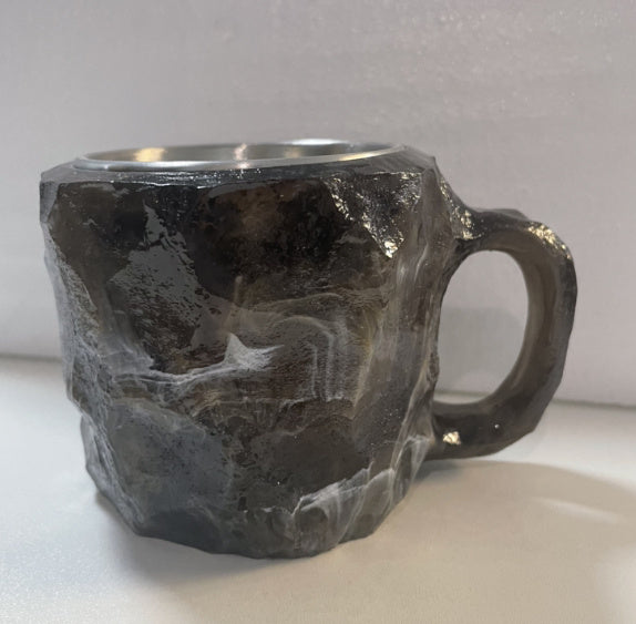 400 ml Kaffeetasse aus Mineralkristallharz mit Griffen, elegante Tasse aus künstlichem Mineralkristall für den Arbeitsplatz, Heimdekoration, Weihnachtsgeschenk, Küchenhelfer