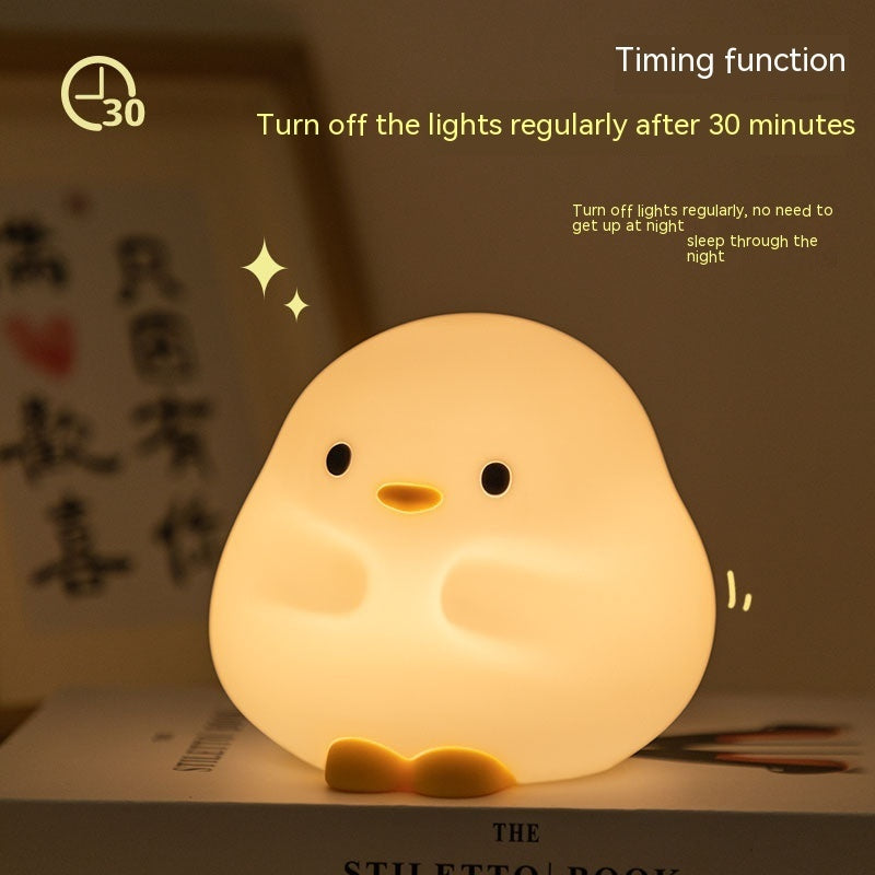 Schattige Eend LED Nachtlamp Cartoon Siliconen USB Oplaadbaar Slaaplicht Aanraaksensor Timing Slaapkamer Bedlamp Voor Kind Cadeau Woondecoratie