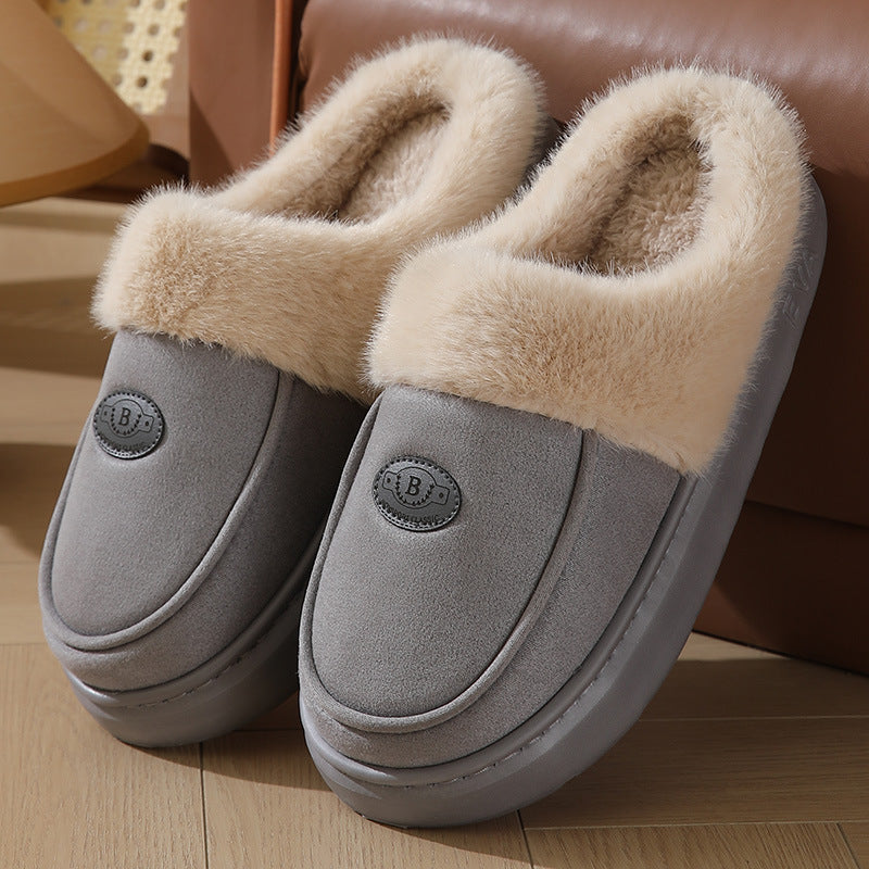 Winter Plüsch Hausschuhe für Männer Casual All-Match Warm Wildleder Hausschuhe Indoor Rutschfeste Boden Schlafzimmer Slipper