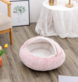 2 in 1 Honden- en kattenbed Huisdier Winterbed Rond Pluche Warm Bed Huis Zacht Lang Pluche Huisdierenbed Huisdierproducten