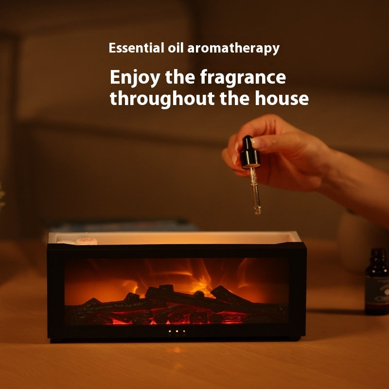 Nieuwe vlam aromatherapie machine kleurrijke etherische olie diffuser thuis grote mist volume vlam luchtbevochtiger 3D vlam open haard machine