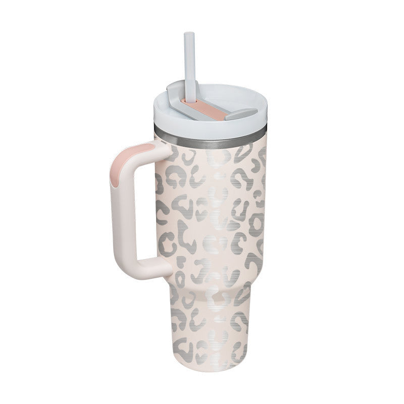 40 Oz Tumbler met handvat, rietje, geïsoleerd, roestvrij staal, morsbestendig, vacuüm koffiebeker Tumbler met deksel, taps toelopende mok, cadeaus voor Valentijnsliefhebbers, geschikt voor in de auto, sportschool, kantoor, reizen