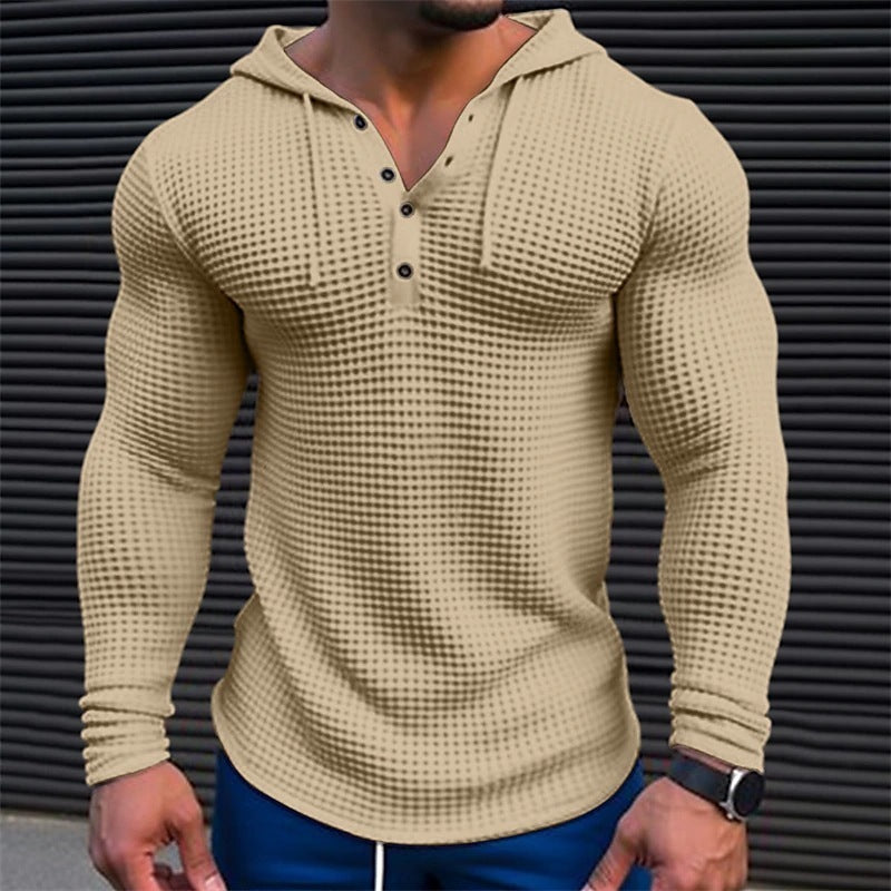 Heren Pullover Casual Lange Mouw T-shirt Waffler Slim Tops Sweat-shirt Effen Kleur Comfortabel Heren Outdoor Streetwear S-3XL