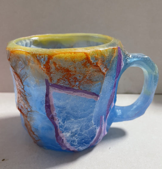 400 ml Kaffeetasse aus Mineralkristallharz mit Griffen, elegante Tasse aus künstlichem Mineralkristall für den Arbeitsplatz, Heimdekoration, Weihnachtsgeschenk, Küchenhelfer