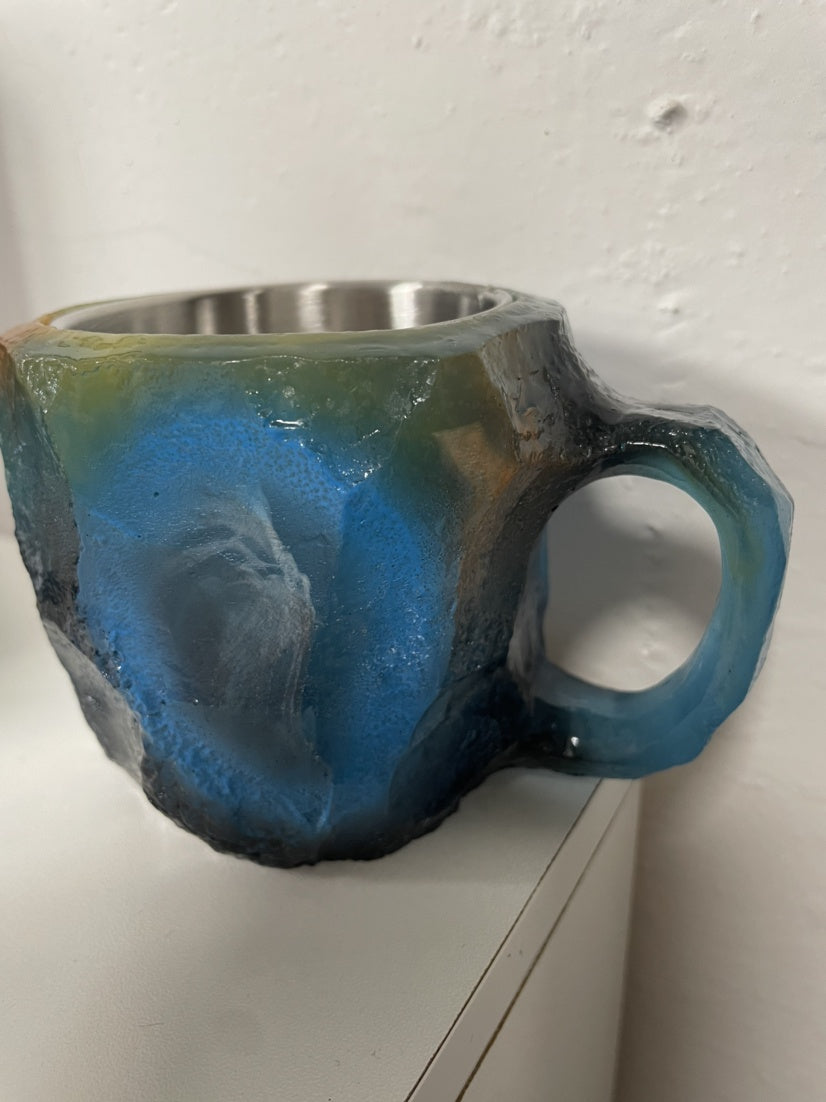 400 ml Kaffeetasse aus Mineralkristallharz mit Griffen, elegante Tasse aus künstlichem Mineralkristall für den Arbeitsplatz, Heimdekoration, Weihnachtsgeschenk, Küchenhelfer